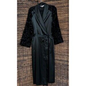 Vintage Oscar De La Renta Pink Label Burnout Velvet Embroidery Satin Robe Medium